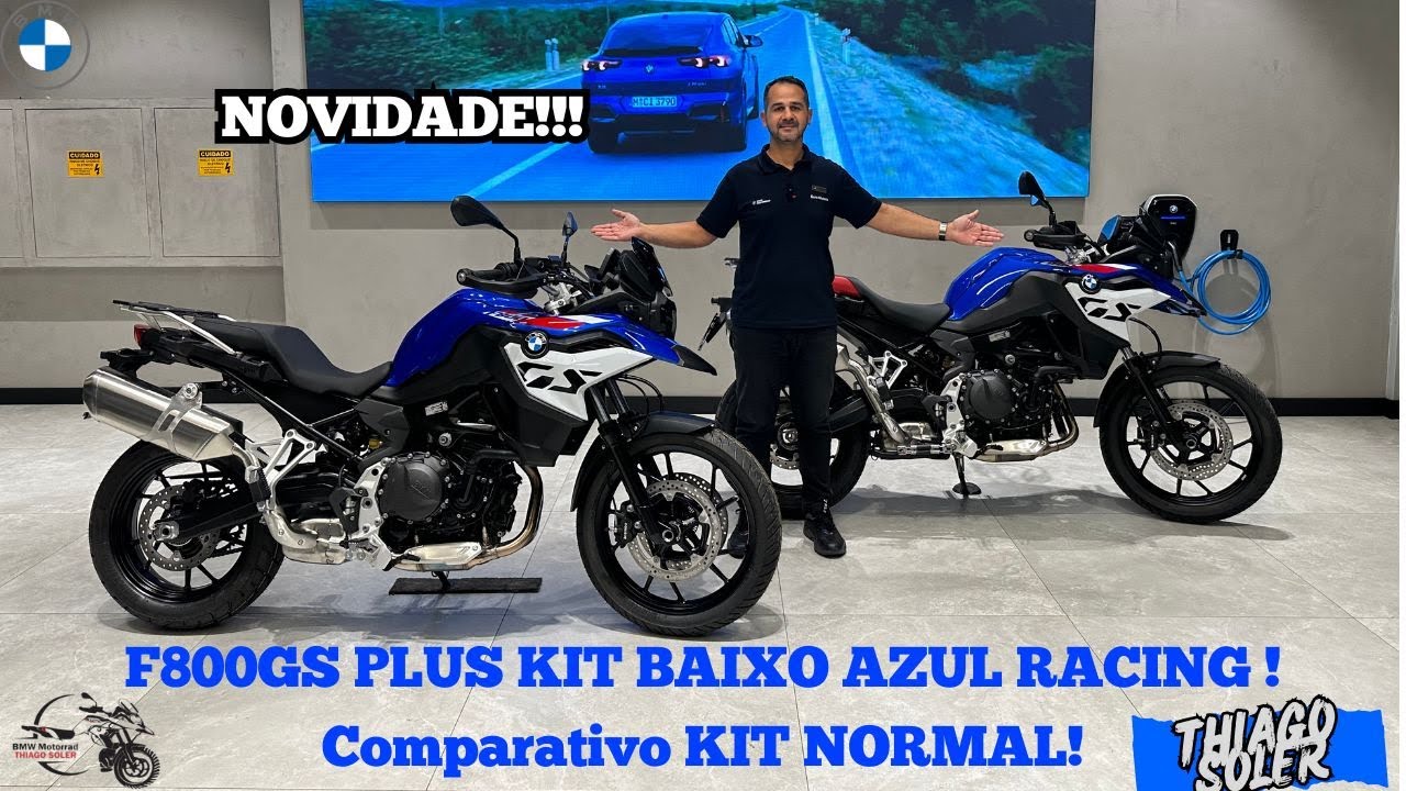 NOVIDADE!!! F800GS PLUS KIT BAIXO AZUL RACING ! Comparativo KIT NORMAL!