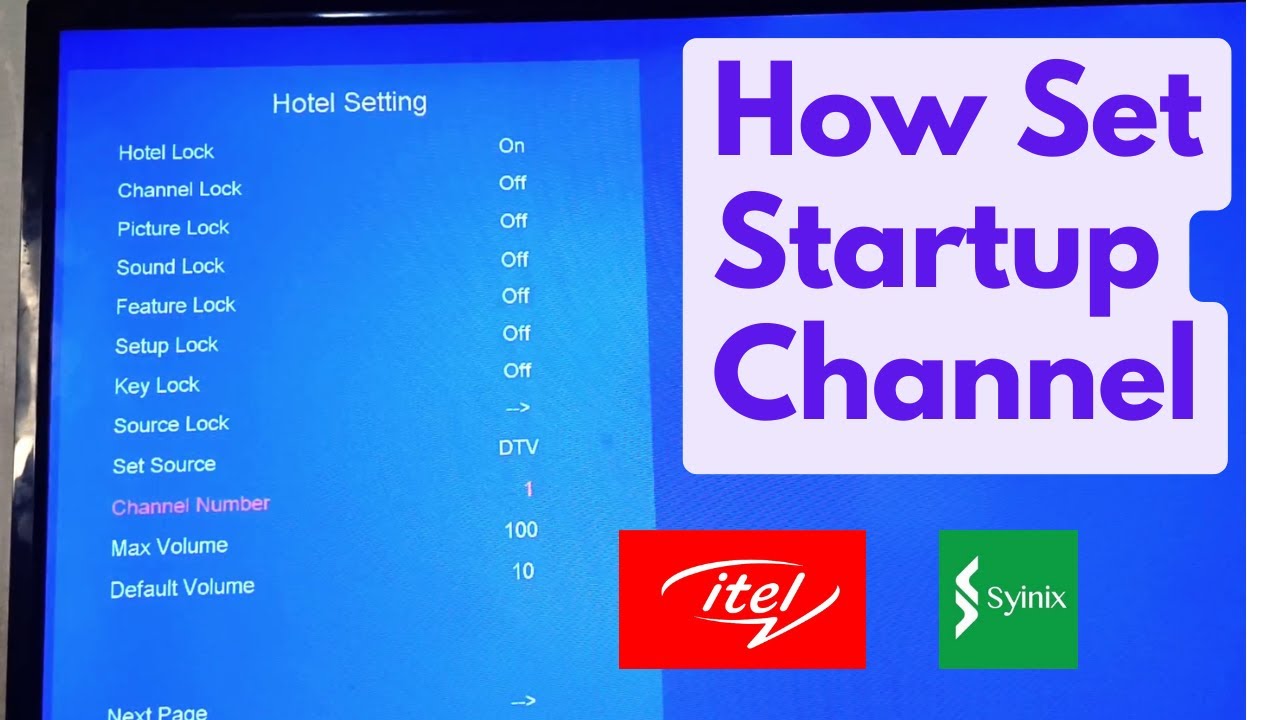 Как настроить стартовый канал на цифровых телевизорах itel и Syinix