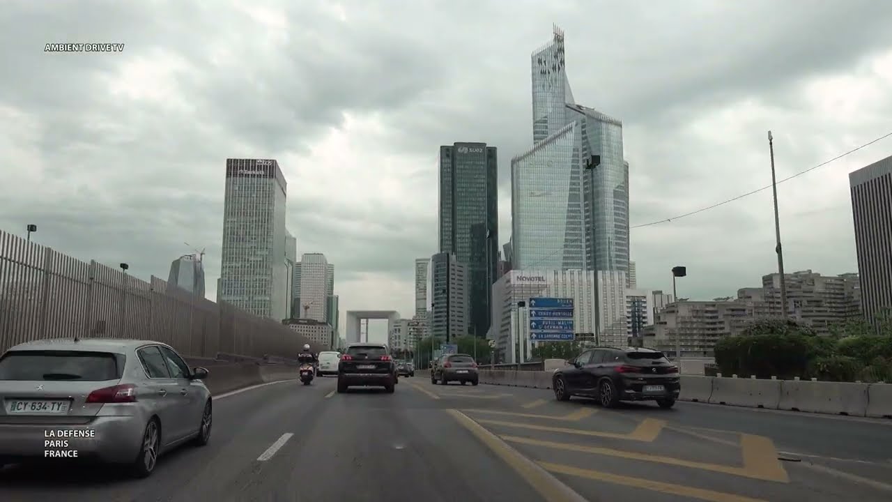 DRIVING PARIS FRANCE 4K - LA DEFENSE BUSINESS DISTRICT - AMBIENT DRIVE TV
