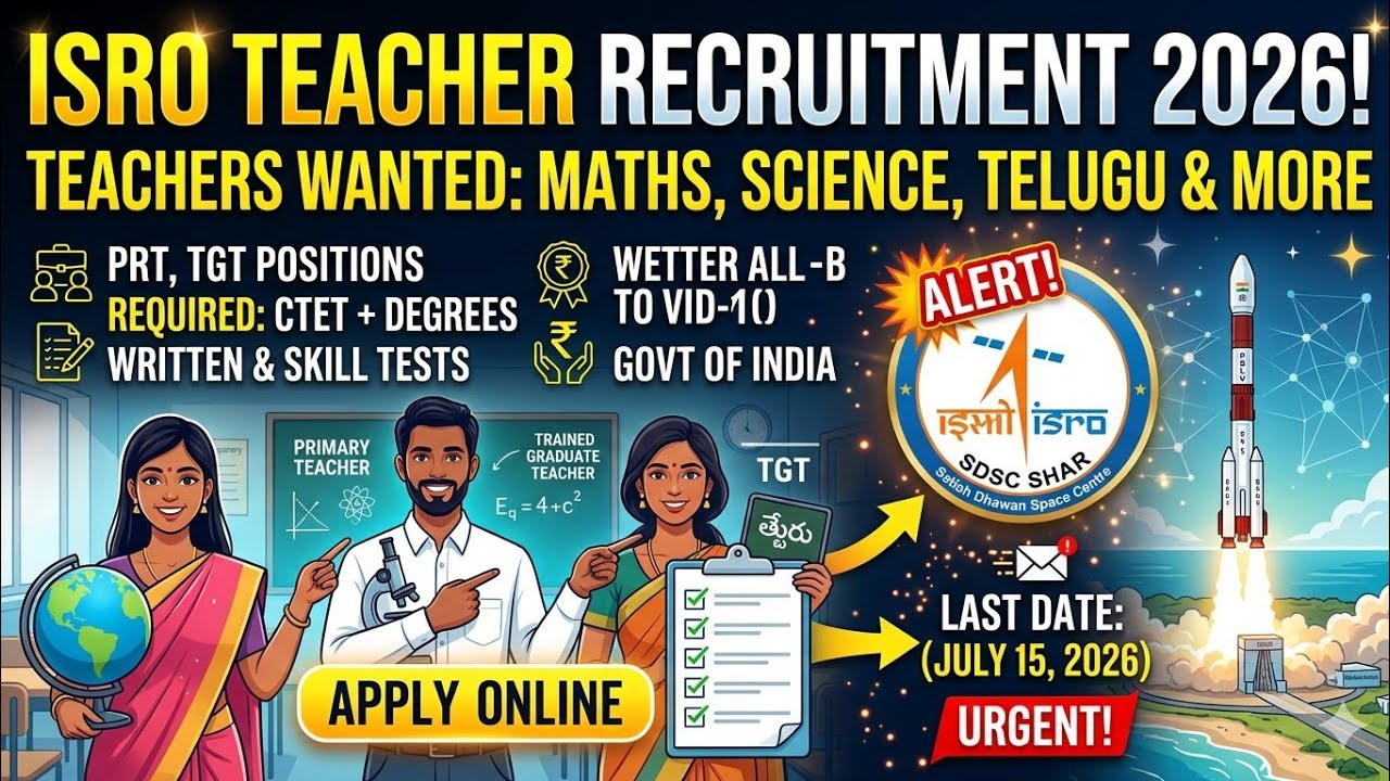 ISRO Teacher Recruitment 2026 🚀 | PRT & TGT Vacancies | Government Teacher Jobs
