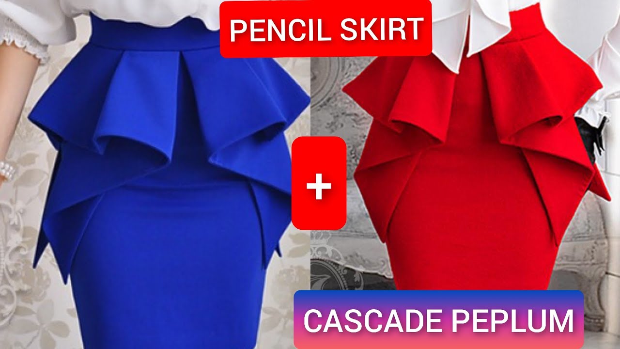 Elegant PENCIL SKIRT with CASCADE PEPLUM Tutorial