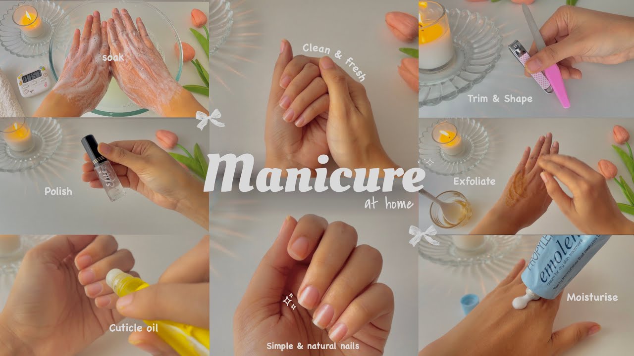 My At Home DIY Manicure Routine 💅🏻 | Aesthetic & Relaxing 🥣