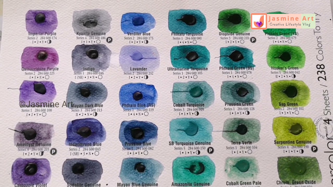 Daniel smith watercolor Dot card Swatches