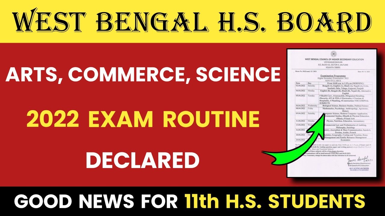West Bengal Class 11th Exam Routine 2022 | WB HS Exam Routine 2022 - The Knowledge Buddy