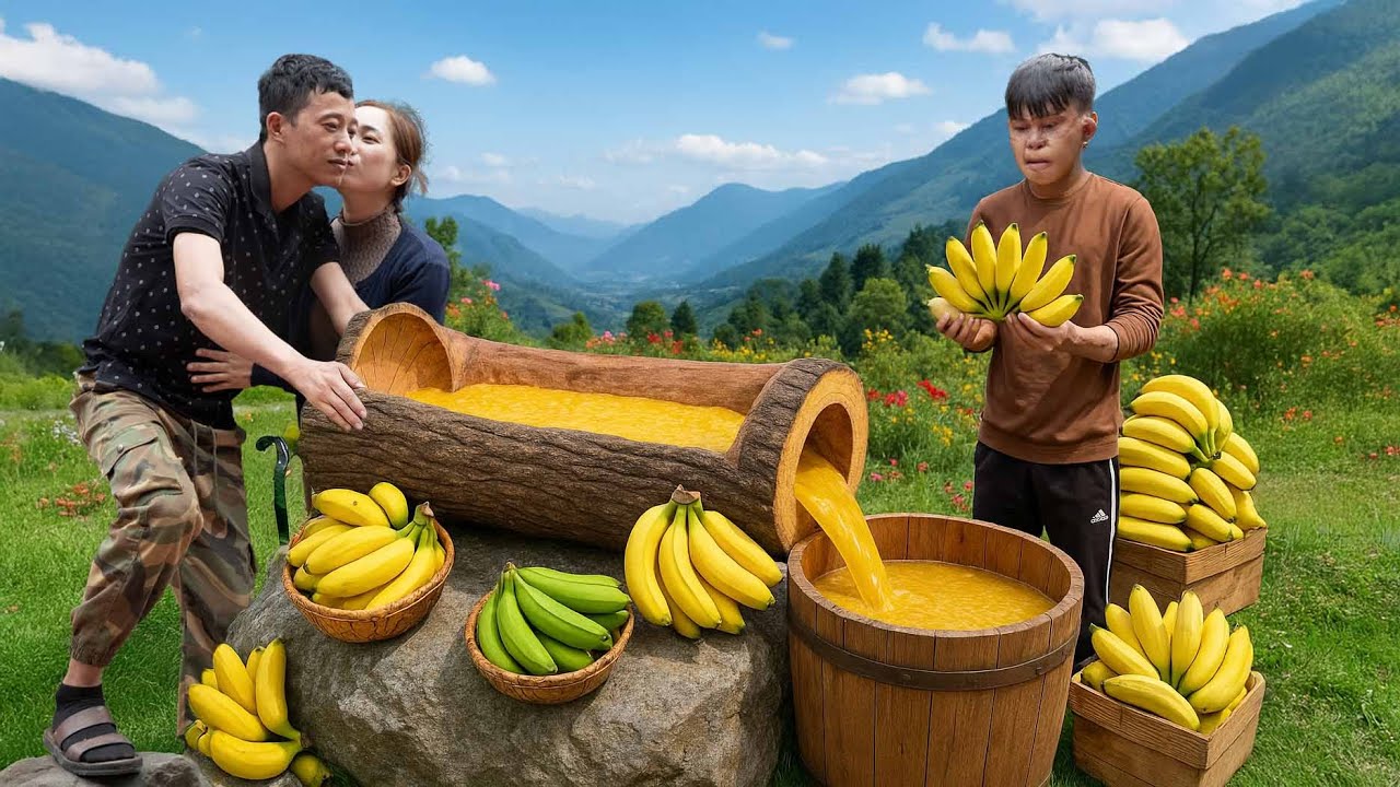 Harvesting 1,000+ Ripe Bananas | CEO Creates a Rare ORIENTAL Banana Dish Deep in the Wild