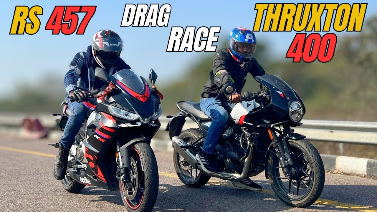 Aprilia RS457 vs Triumph Thruxton 400 Drag Race | First On YouTube | The UP46 Rider |
