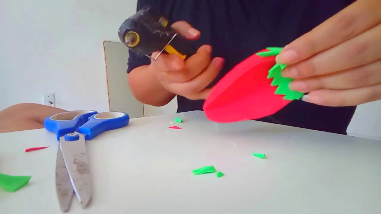 COMO FAZER FRUTAS 3D COM EVA Morango.
