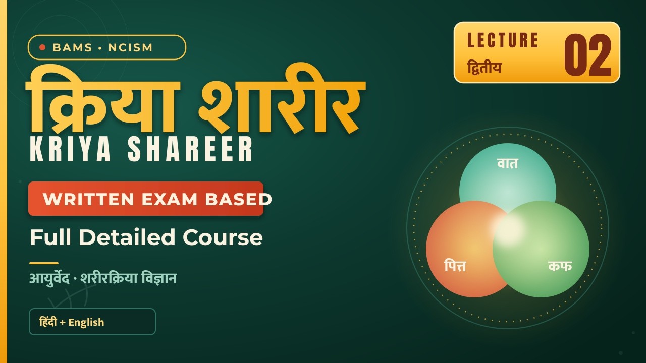 क्रिया शारीर / Kriya Shareer Lecture 2, BAMS NCISM Written Exam Based Full Detailed Course