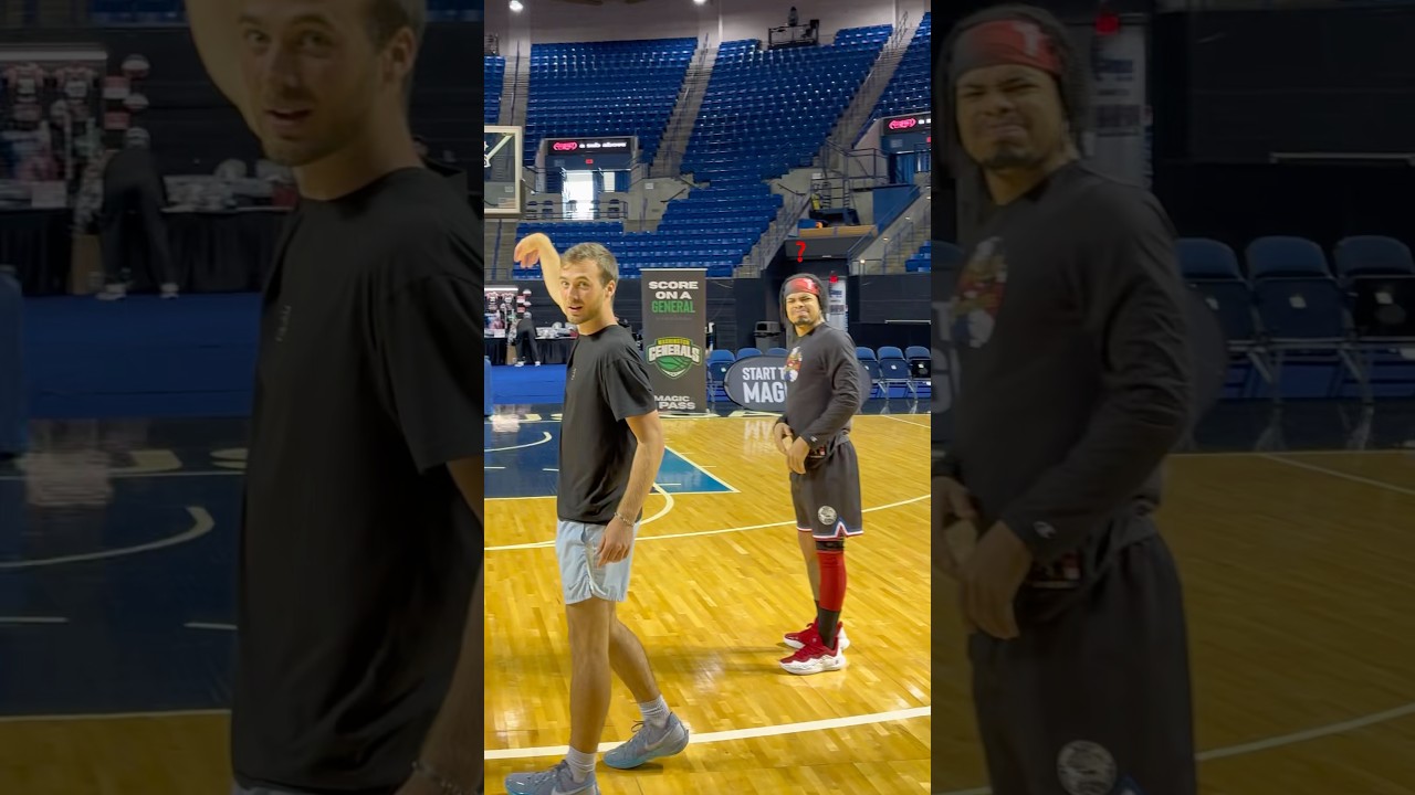 I taught the Harlem Globetrotters the Glitch Shot 🤯🏀 #glitchshot #basketball #harlemglobetrotters