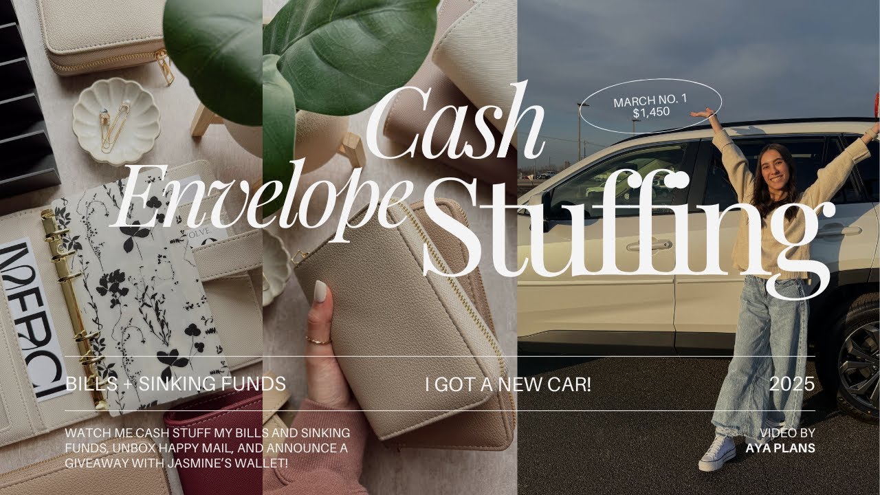 Cash Envelope Stuffing | $1,450 | I GOT A NEW CAR! Happy Mail, & GIVEAWAY! 🥳 | March Paycheck No. 1