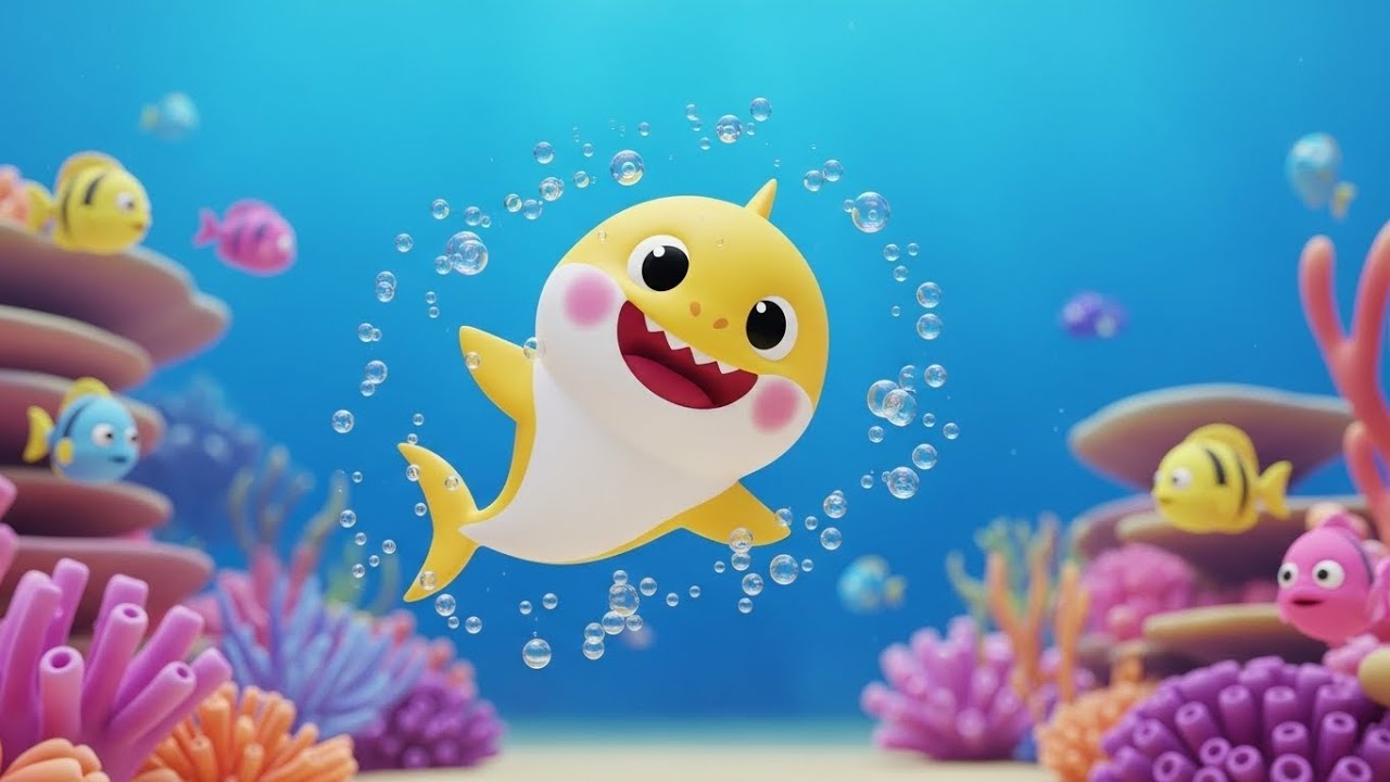 Tubarãozinho em um banho de espuma cintilante 🦈🛁 | Canção Divertida para Crianças | Rimas Infantis