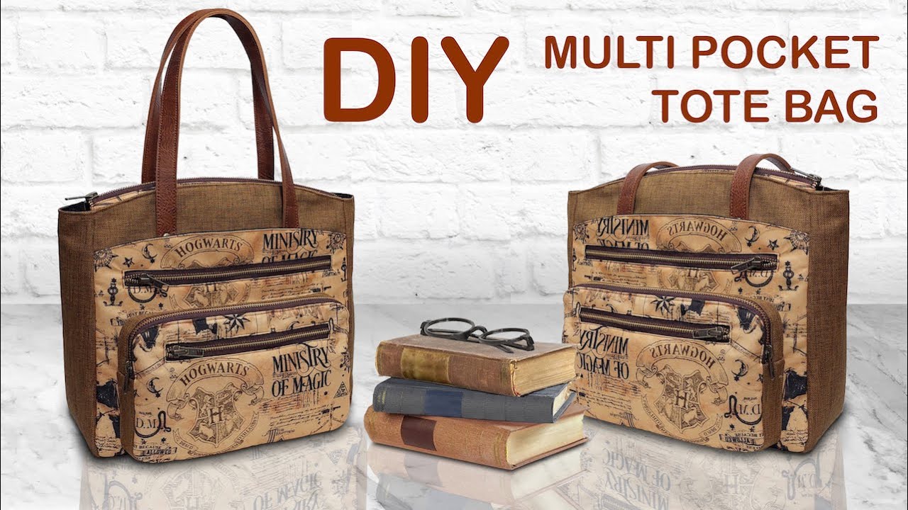 DIY Multi Pockets Tote Bag - How to Make Shoulder Bag - Cara membuat Tas Jinjing Handmade