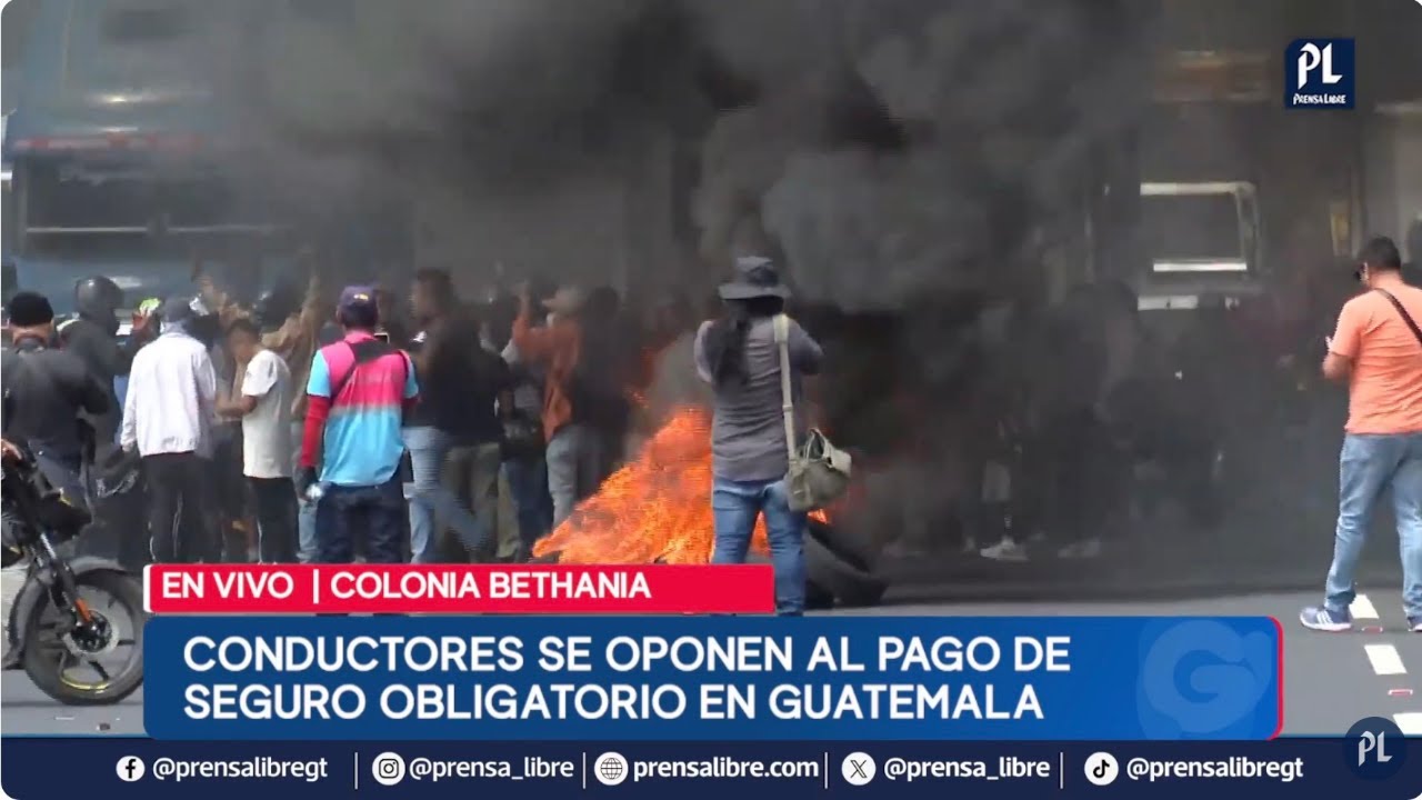 Protestan en varios puntos de Guatemala en rechazo al pago de seguro obligatorio de vehículos