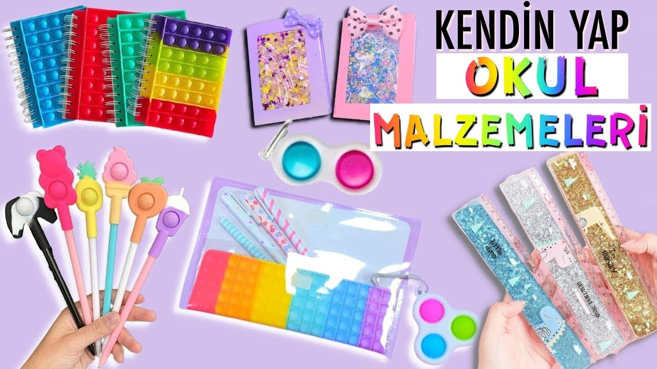 12 FIDGET TOY OKUL MALZEMESİ FİKRİ - OKULA DÖNÜŞ HİLELERİ – EVDE EL İŞİ OKUL GEREÇLERİ YAPIMI