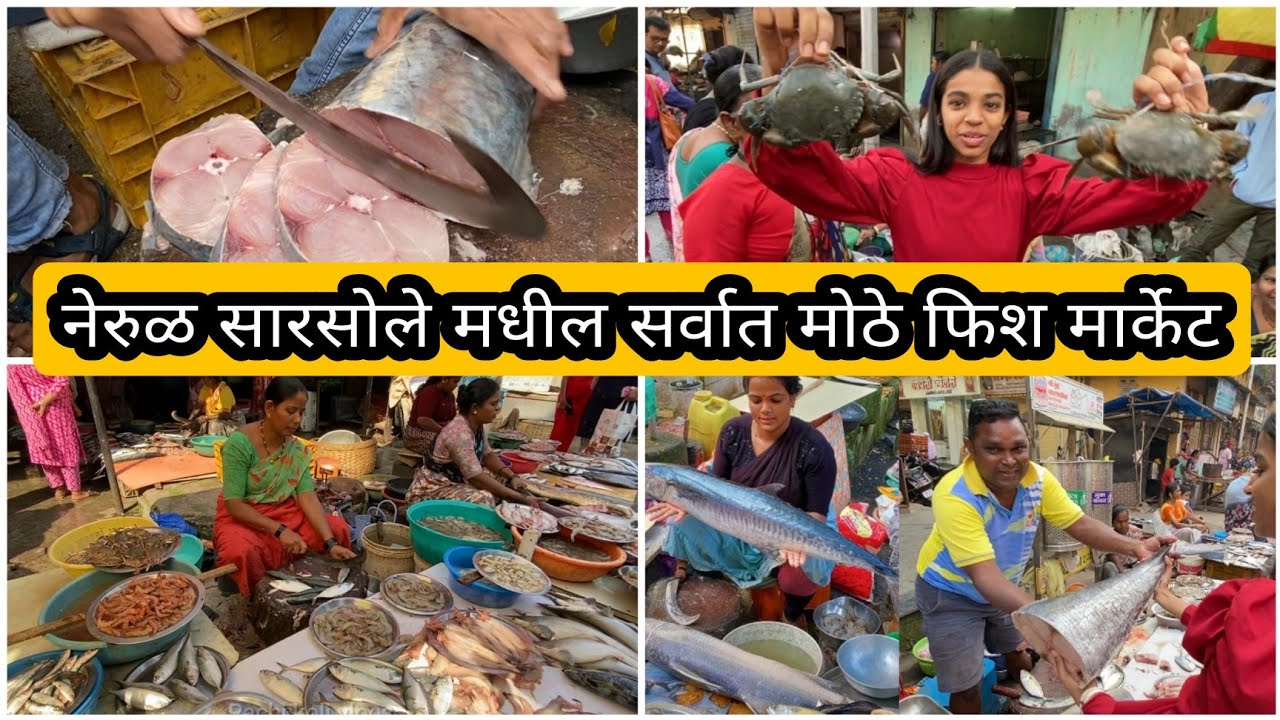 Nerul Navi Mumbai Sarsole fish market नेरुळ सारसोळे गावचा सर्वात मोठा फिश मार्केट |  @Rachikoli