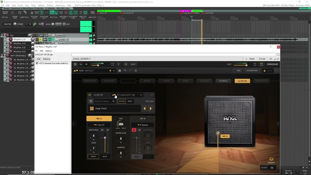 Reamping / Remiking metal guitar DIs in Two Notes Genome (HIMMP "in solitude") Flatback 2025-08-26