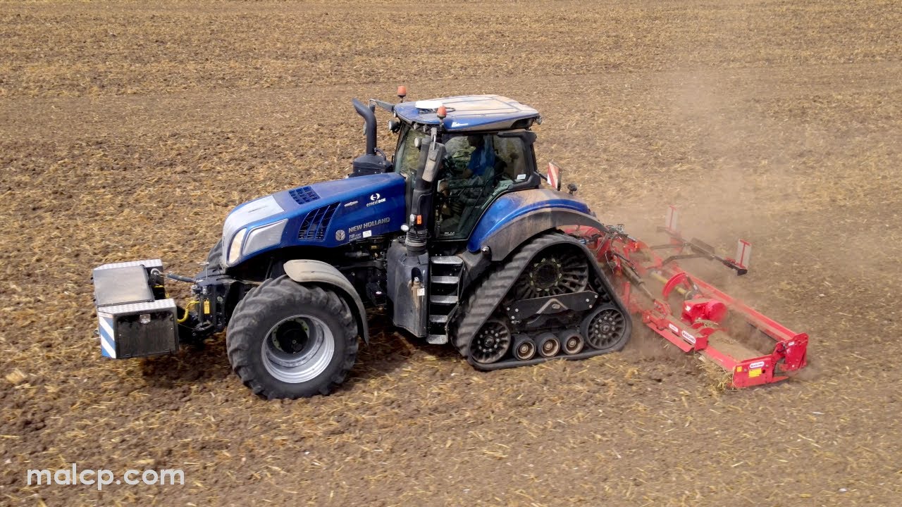 4k New Holland NH Genesis T8.435 Blue Power SmartTrax half-track & Maschio 6m Rapido power harrow