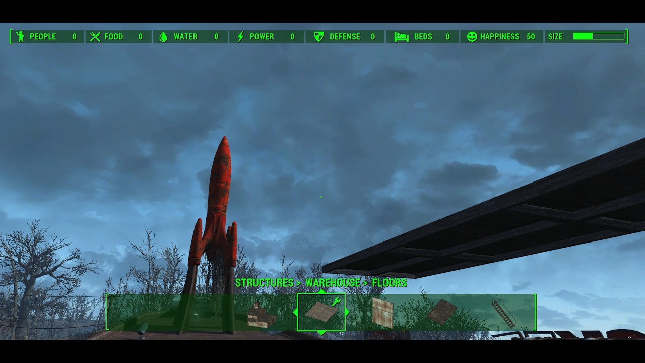 Fallout4 Settlement Red Rocket Roof Build, part 1