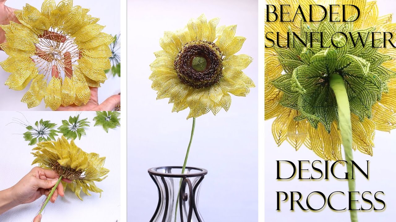Design Process: French beaded sunflower design process - assemble for the 1st time