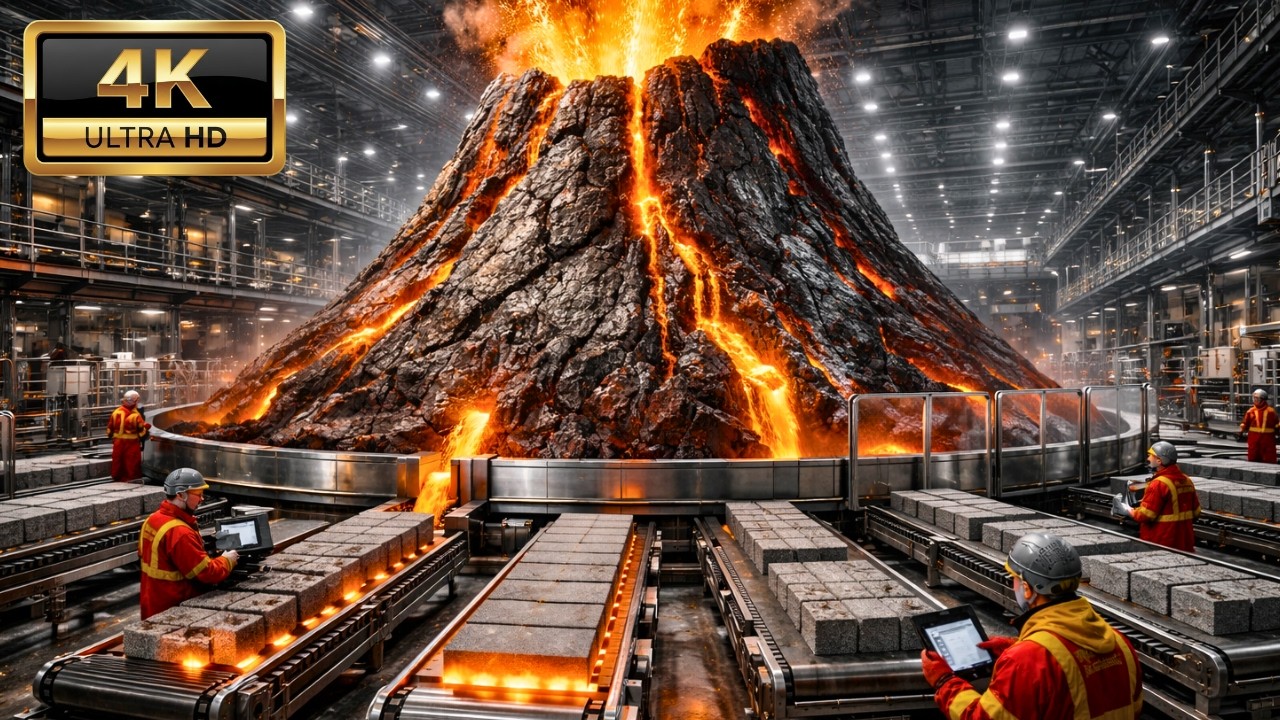 Inside the Volcanic Ash Factory: From Eruptive Dust to Sustainable Building Materials (Full Process)