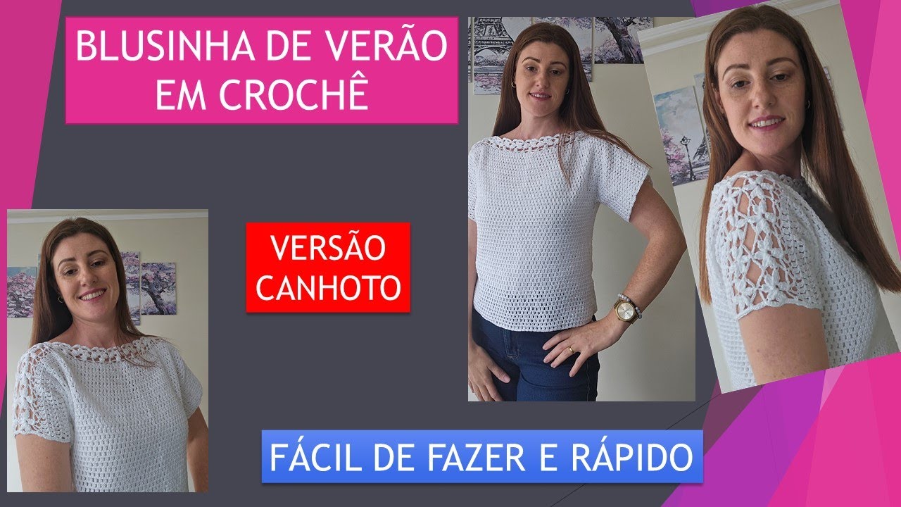 [VERSÃO CANHOTO] Blusinha em crochê para o verão | Adriana Crochê #crochet #aprendendocroche