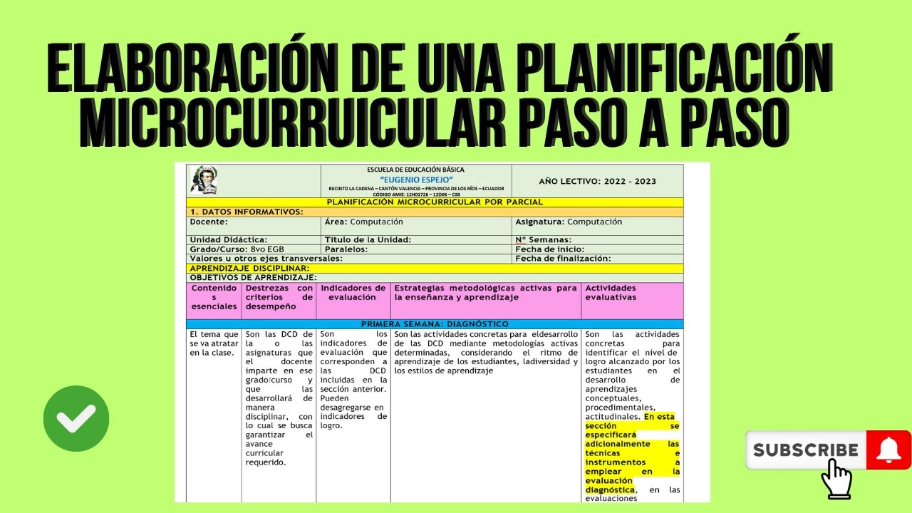 Elaboración de una Planificación Microcurricular PASO A PASO (Explicado)