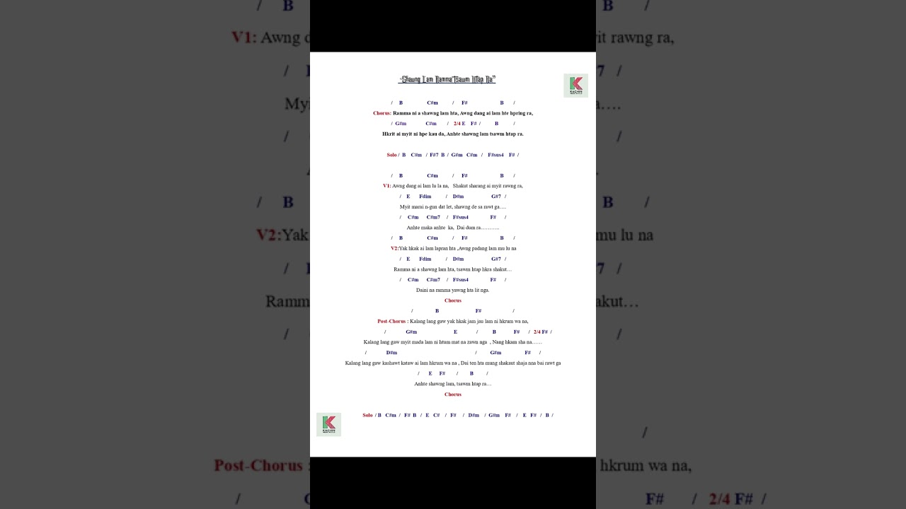 Shawng Lam Ramma Tsawm Htap Ra ( Lyrics And Chord )