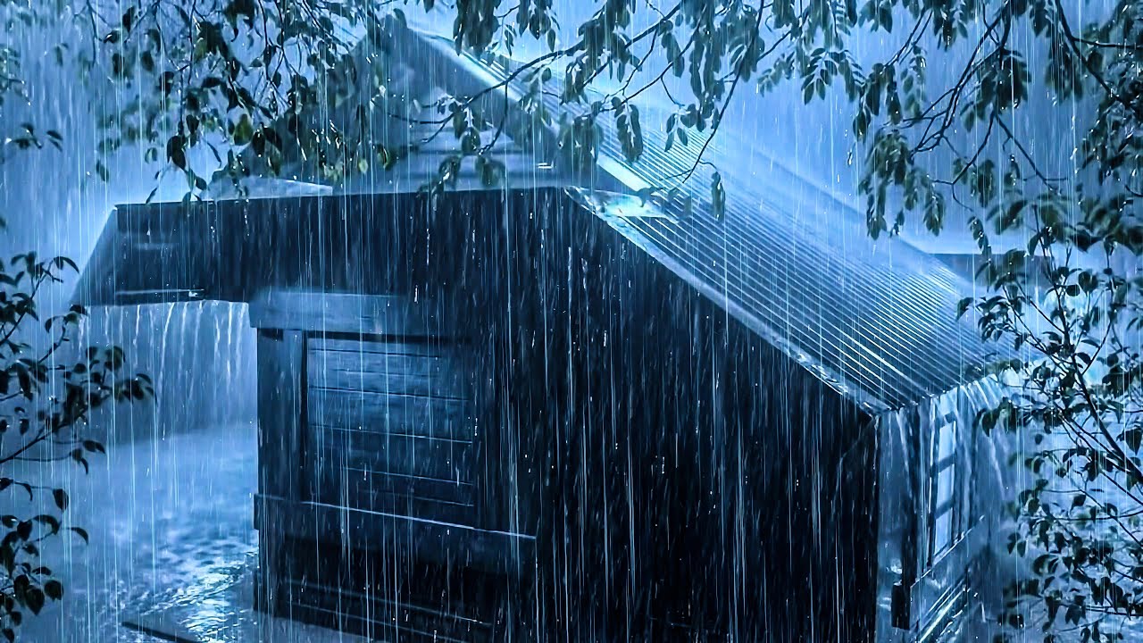 Just 3 Minutes to Fall Asleep Fast with Heavy Rain & Thunder Sounds on a Metal Roof at Midnight