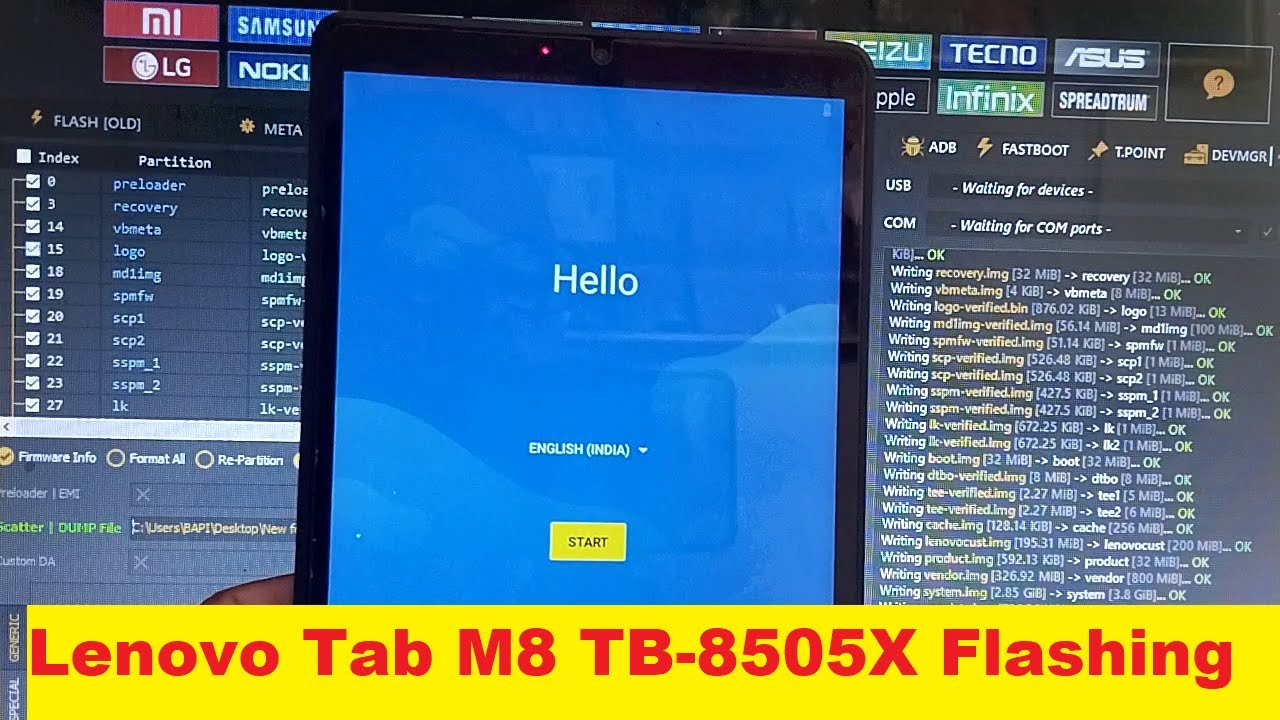 Lenovo Tab M8 TB-8505X Flashing & Pattern Unlock 100% Done.