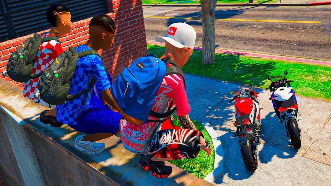 GTA 5 VIDA REAL: FUGI DA ESCOLA PARA DAR GRAU DE MOTO COM MEUS AMIGOS