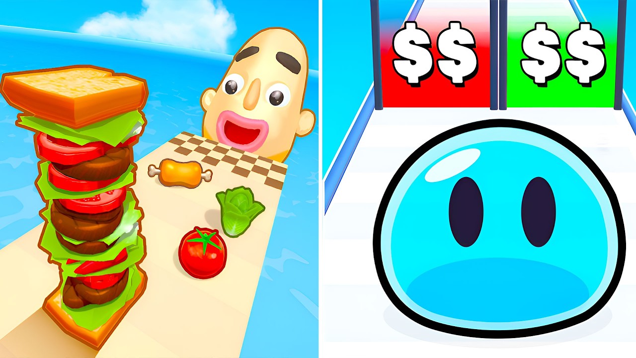 Sandwich Runner VS Slime Run Race 🥪🟢 All Levels Max Update Walkthrough Mobile NEW Gameplay S8RX