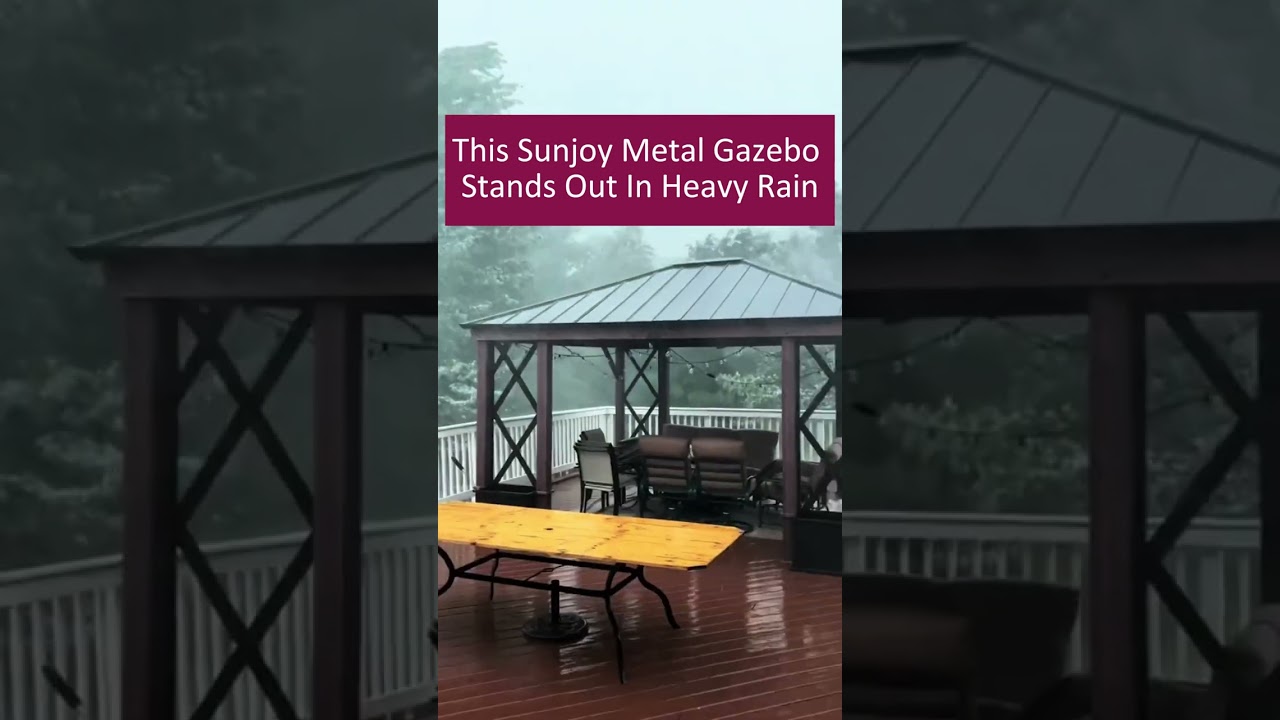 Sunjoy DIY Metal Gazebo in Heavy Rain!!! #shorts #gazebo #rainyday #outdoorliving