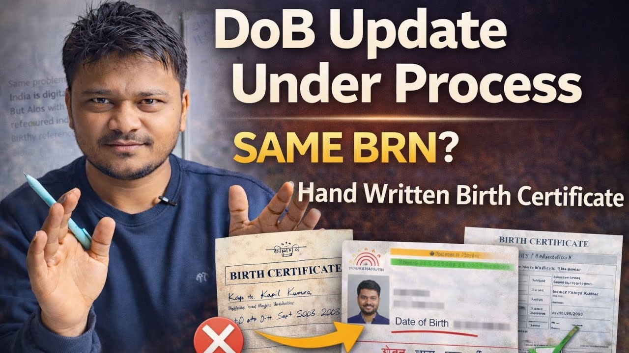 DoB Update Under Process?|SAME BRN & Hand Written Birth Certificate Explained|Aadhar DOB Limit Cross