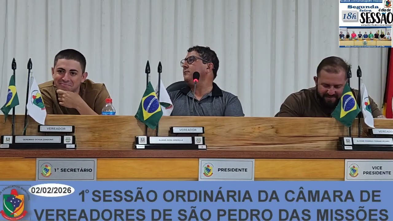 A Câmara de Vereadores de São Pedro das Missões, realiza nesta segunda-feira, dia 02, sessão.