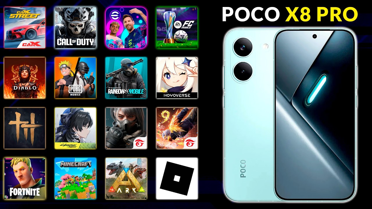 POCO X8 PRO EM JOGOS - PUBG, CALL OF DUTY, EFOOTBALL 2027, FREE FIRE, MINECRAFT, FORTNITE + 10
