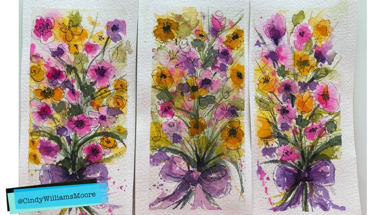 Watercolor Lessons | Easy Flower Watercolor Bookmarks | Cindy&rsquo;s Art