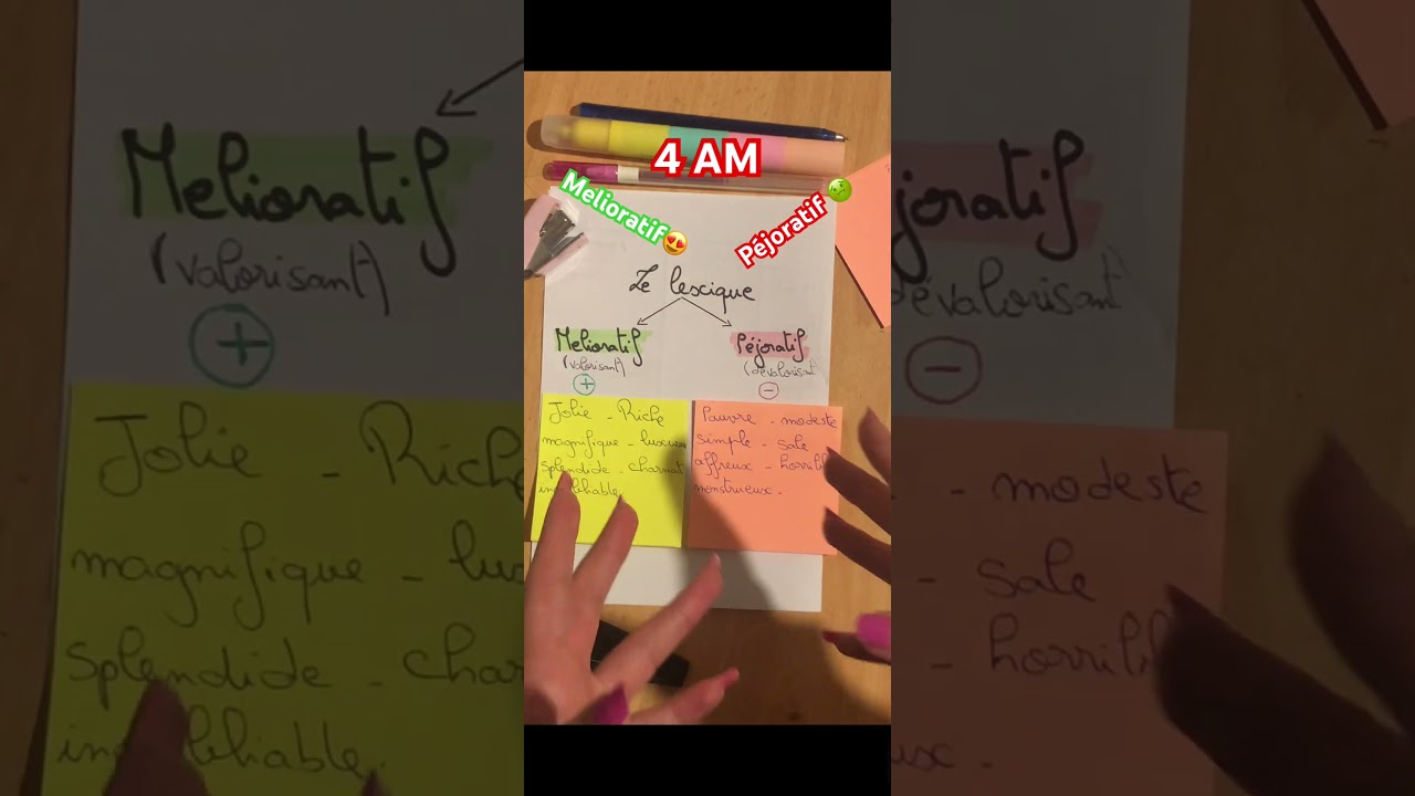 Français 4AM : lexique mélioratif et péjoratif #bem2024 #تعلم_اللغة_الفرنسية_من_الصفر