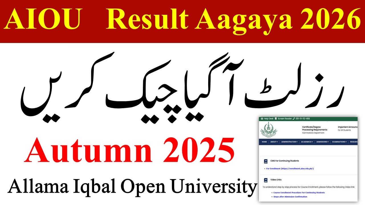 AIOU Autumn 2025 Result Announced | AIOU Results 2026 Announced | AIOU Results 2026