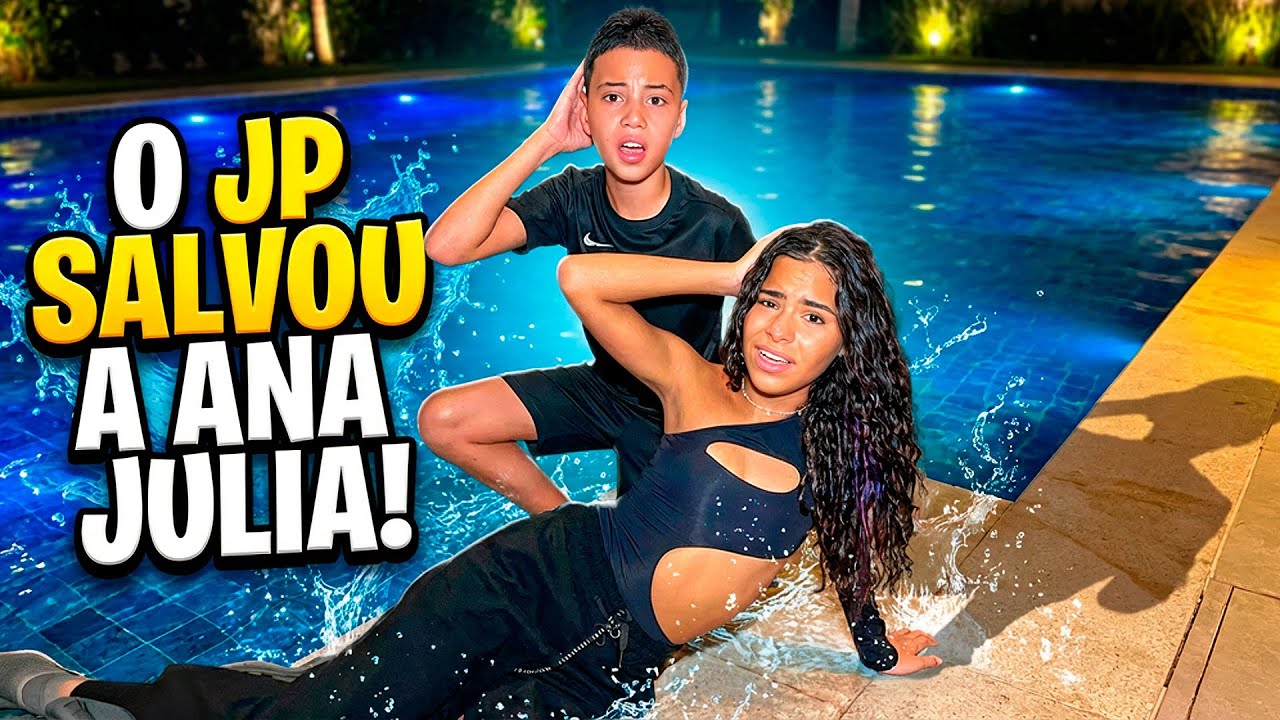 JP saved his girlfriend Ana Julia who was drowning in the pool 😱 &bull;Ant&ocirc;nio and JP&bull;