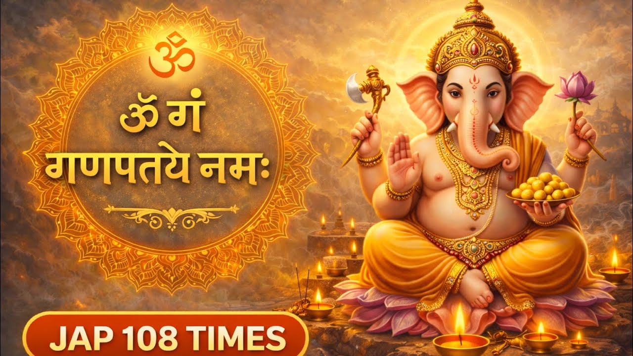 ॐ गं गणपतये नमः | Ganesh Mantra 108 Times | Powerful Ganpati Mantra Success & Removal of Obstacles