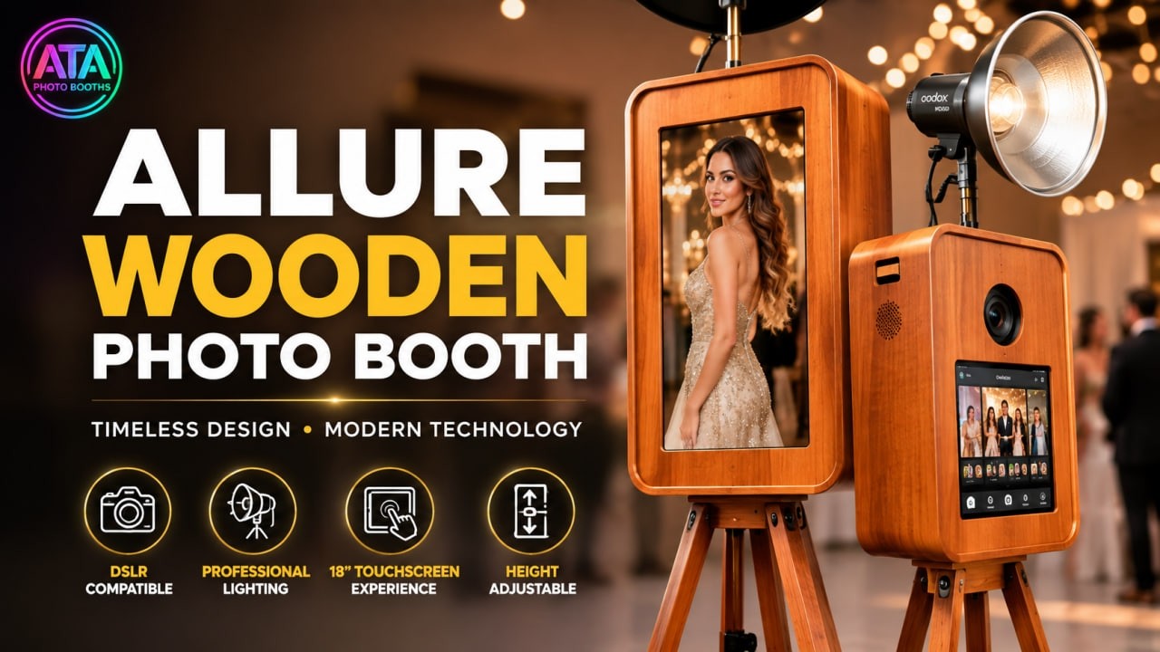 🎥 Meet the Allure — The Classic Wooden Photo Booth 🌟