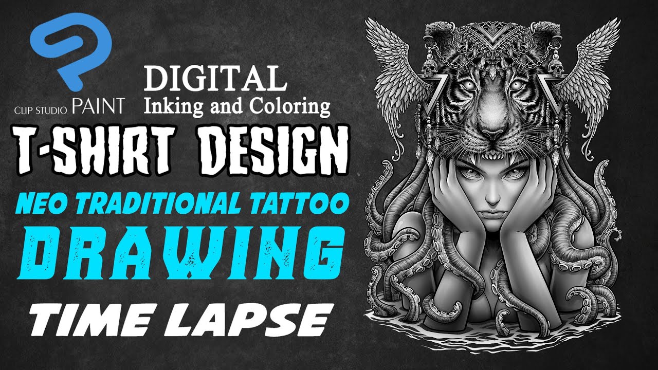 Digital Drawing #TSHIRTDESIGN #timelapse #neotraditional #drawing #tattoo