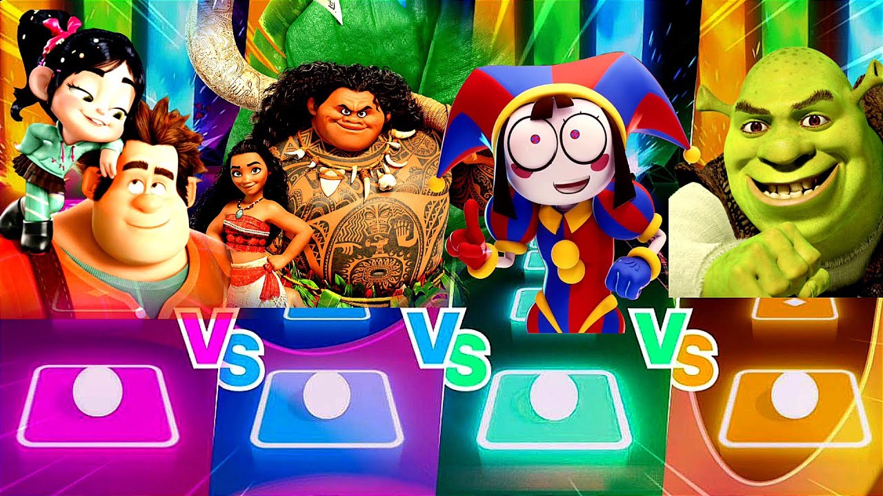 Tiles hop Ralph vs Maui vs Pomni vs Shrek
