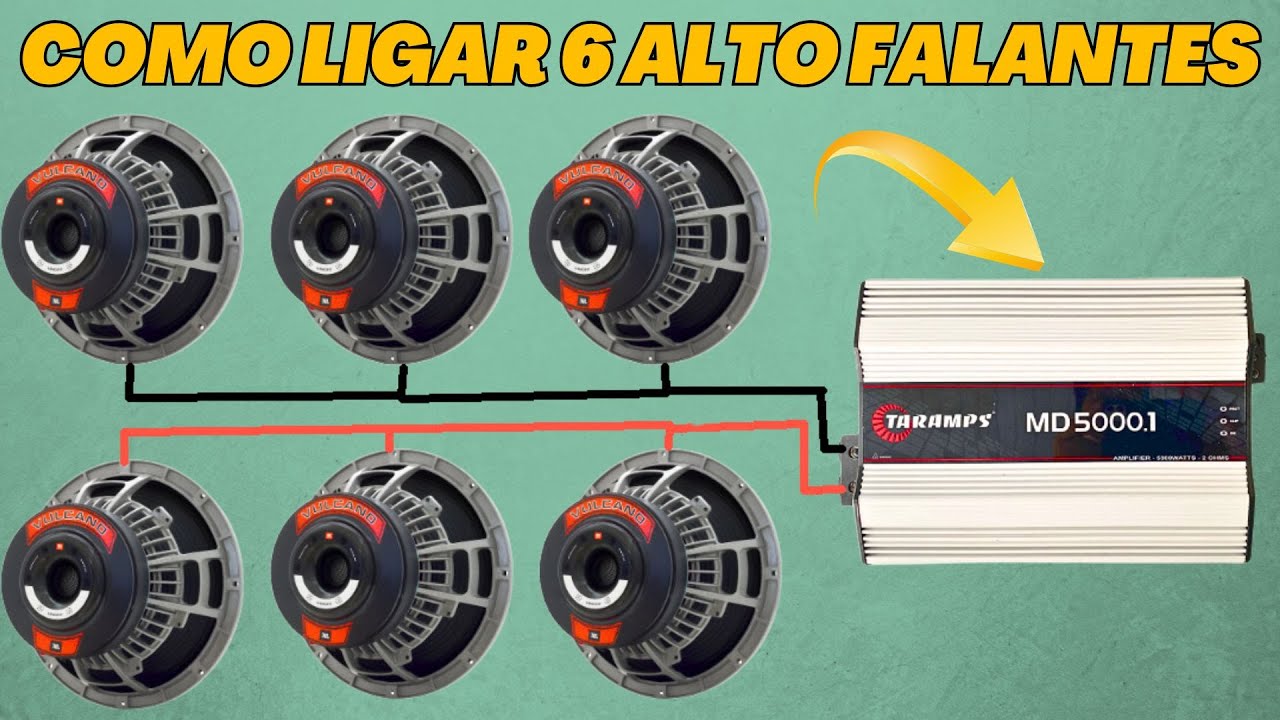 como ligar 6 falante 4ohms em um modulo 1 OU 2 ohms #somautomotivo
