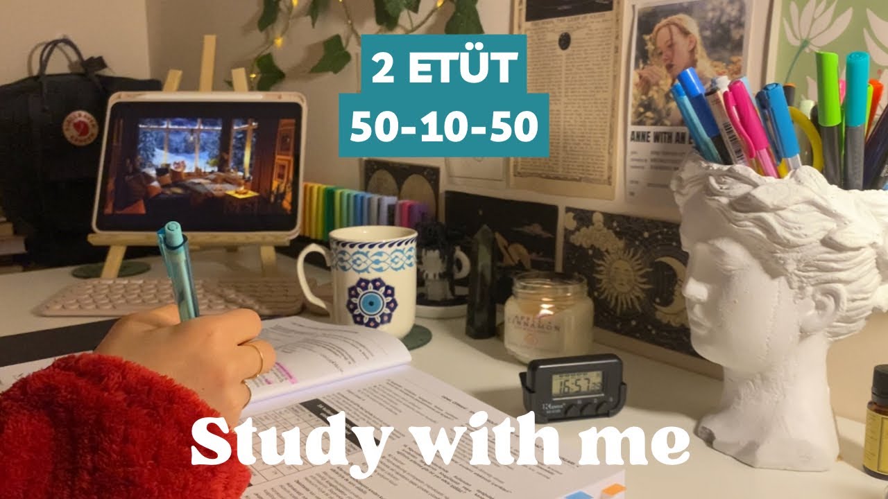Benimle 2 saat ders çalış! (50-10-50dk) müziksiz, kronometreli🤍 Study with me 2 hrs at night 📚