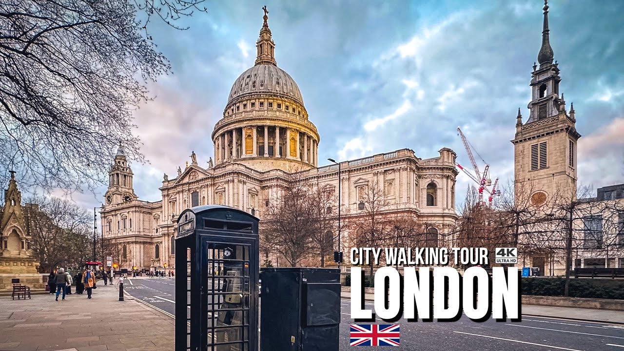 London 🇬🇧 - City of London Walking Tour【4K】| Bank to St Paul’s Cathedral | Relaxing Jazz