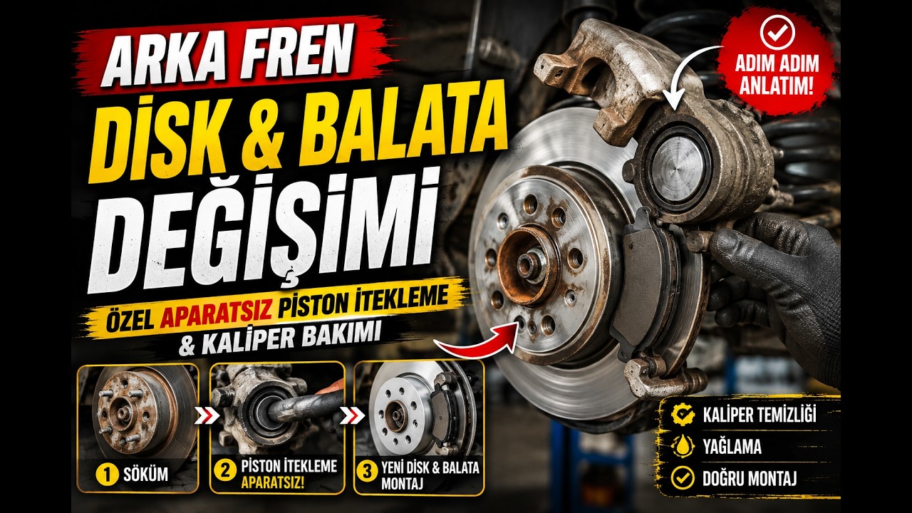 Arka Fren Disk Balata Değişimi - Kaliper Bakımı - Rear Brake Disc And Brake Pads Change