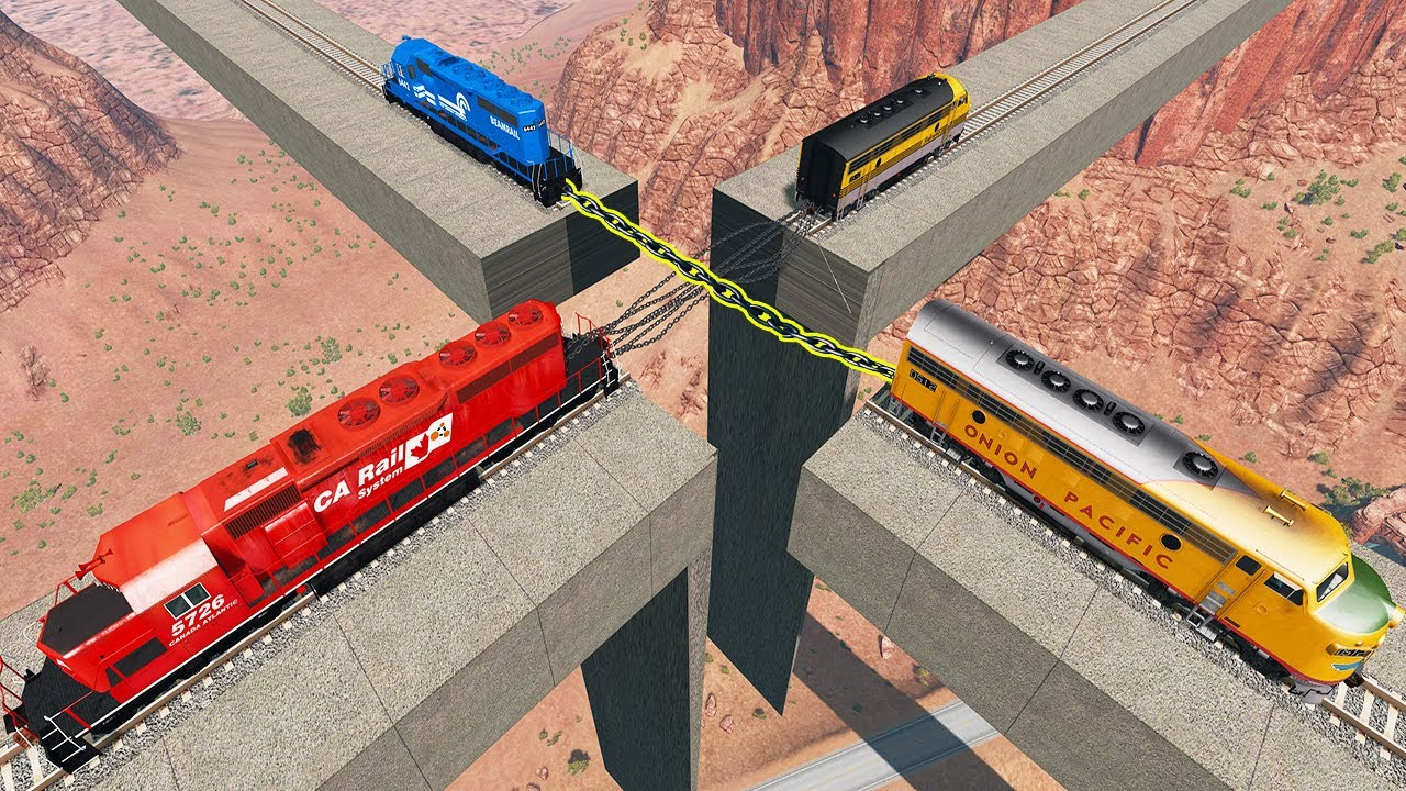 Amazing Train's Tug of War Crashes - Beamng.Drive Accidents - Dancing Cars