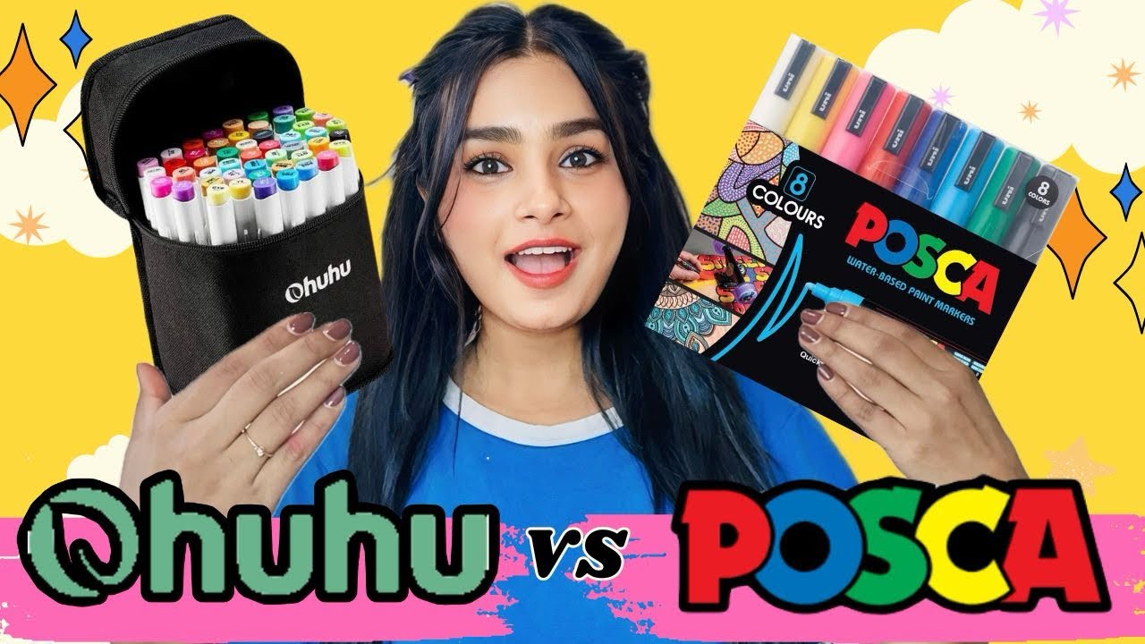 Posca VS Ohuhu Marker 😱 Back to School Supplies 😍 #crafteraditi #diy #backtoschool #challenge