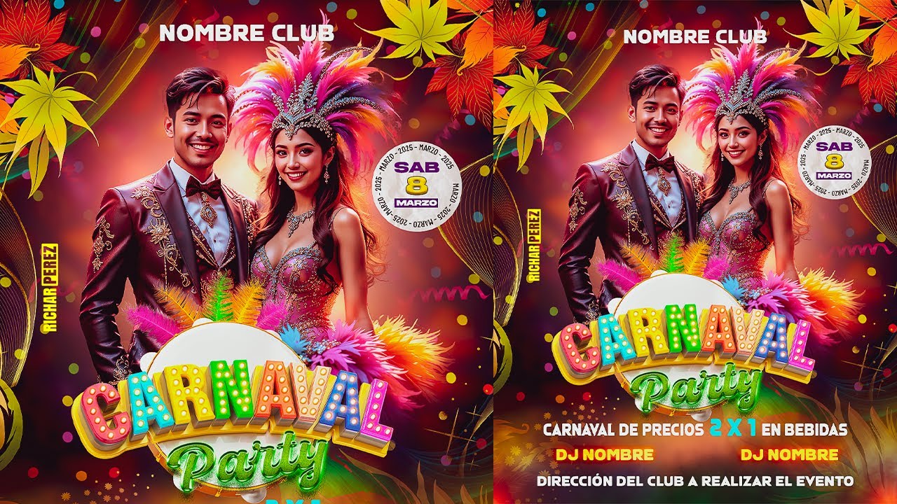 como Crear Flyers Carnaval PARTY con Photoshop + Editable Gratis